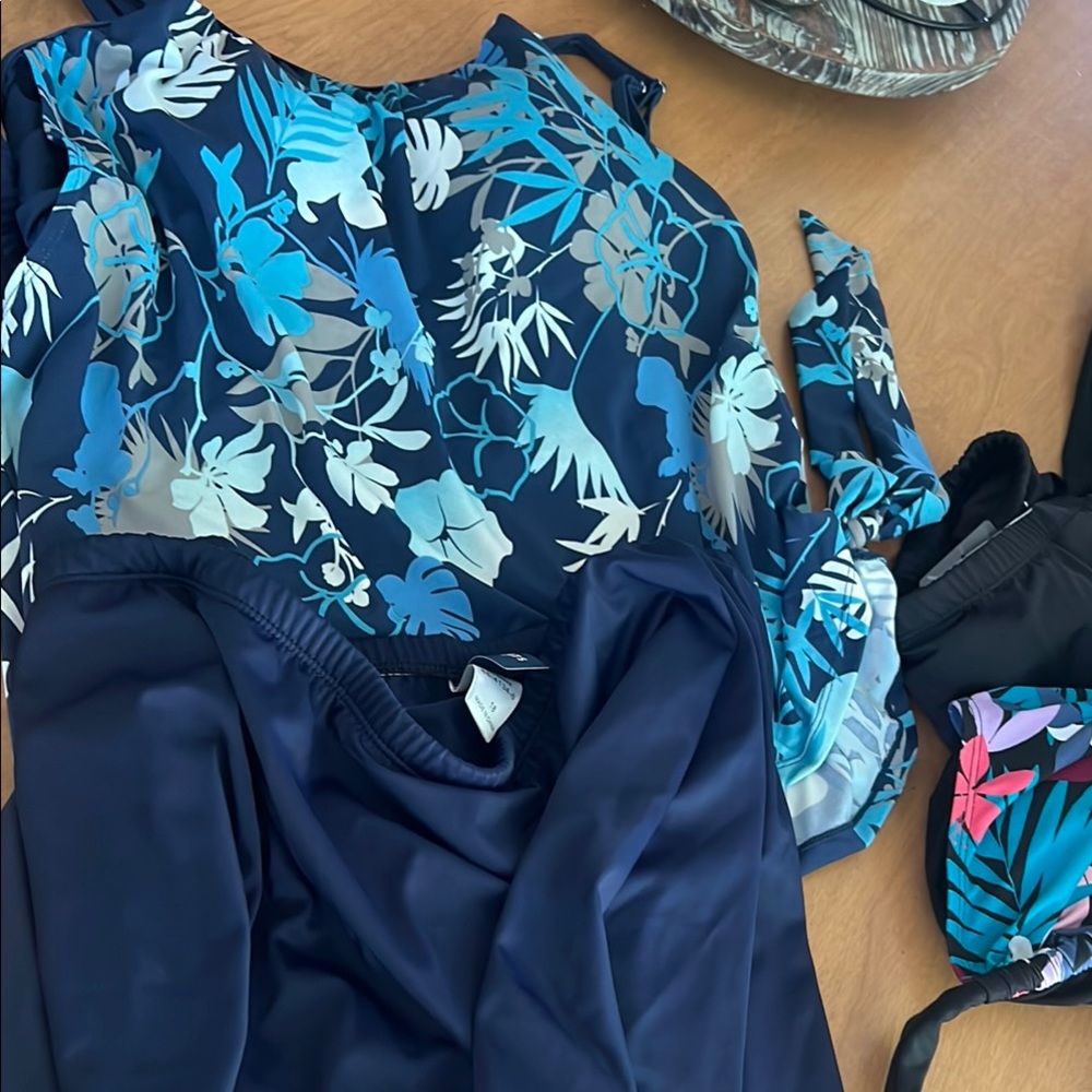 Swimsuits For All Blue Floral Swimwear